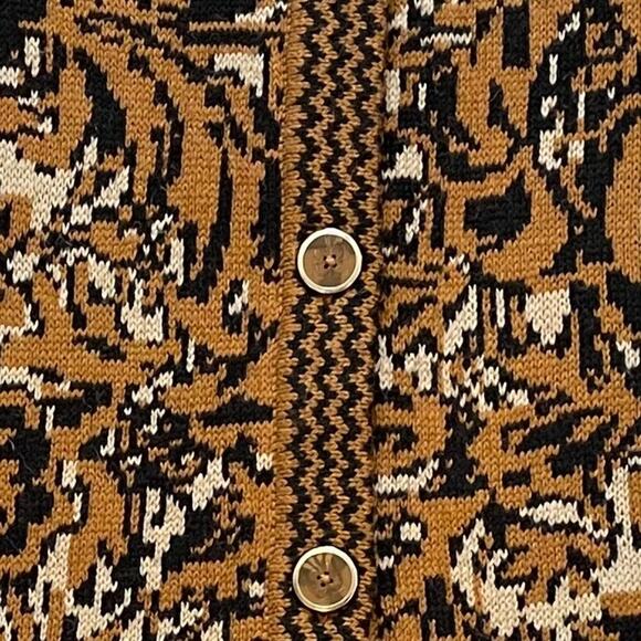 Liz Claiborne Brown/Tan Alpaca Blend Long Crew Neck Cardigan Sweater, Size L - Picture 7 of 12